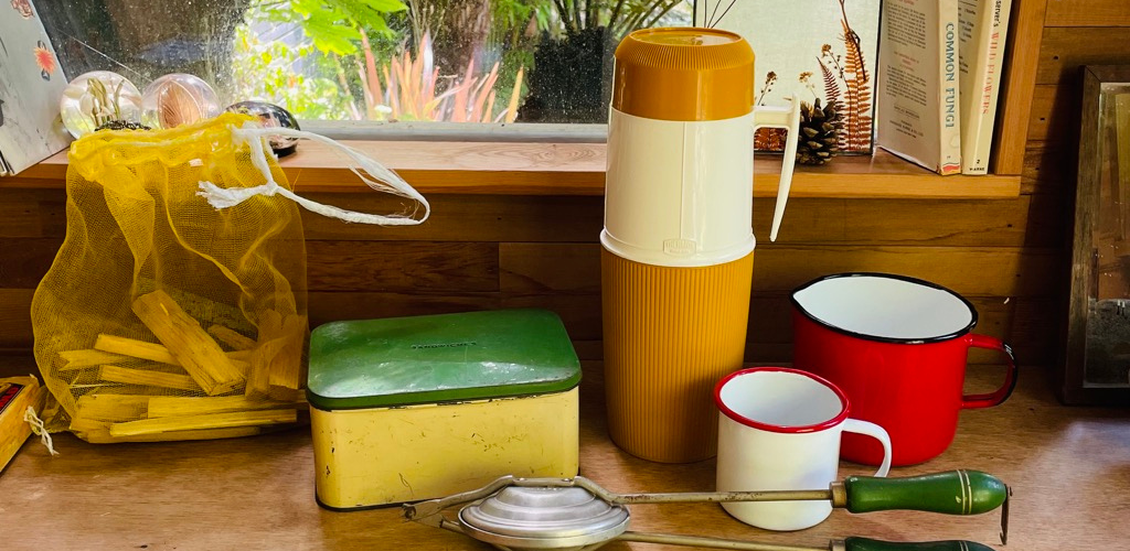 A selection of vintage camping gear
