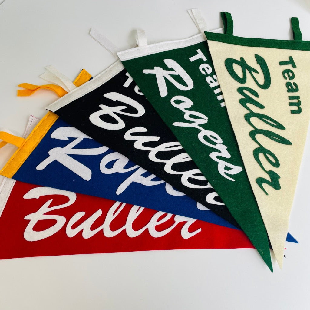 Colour options of personalised pennant flags