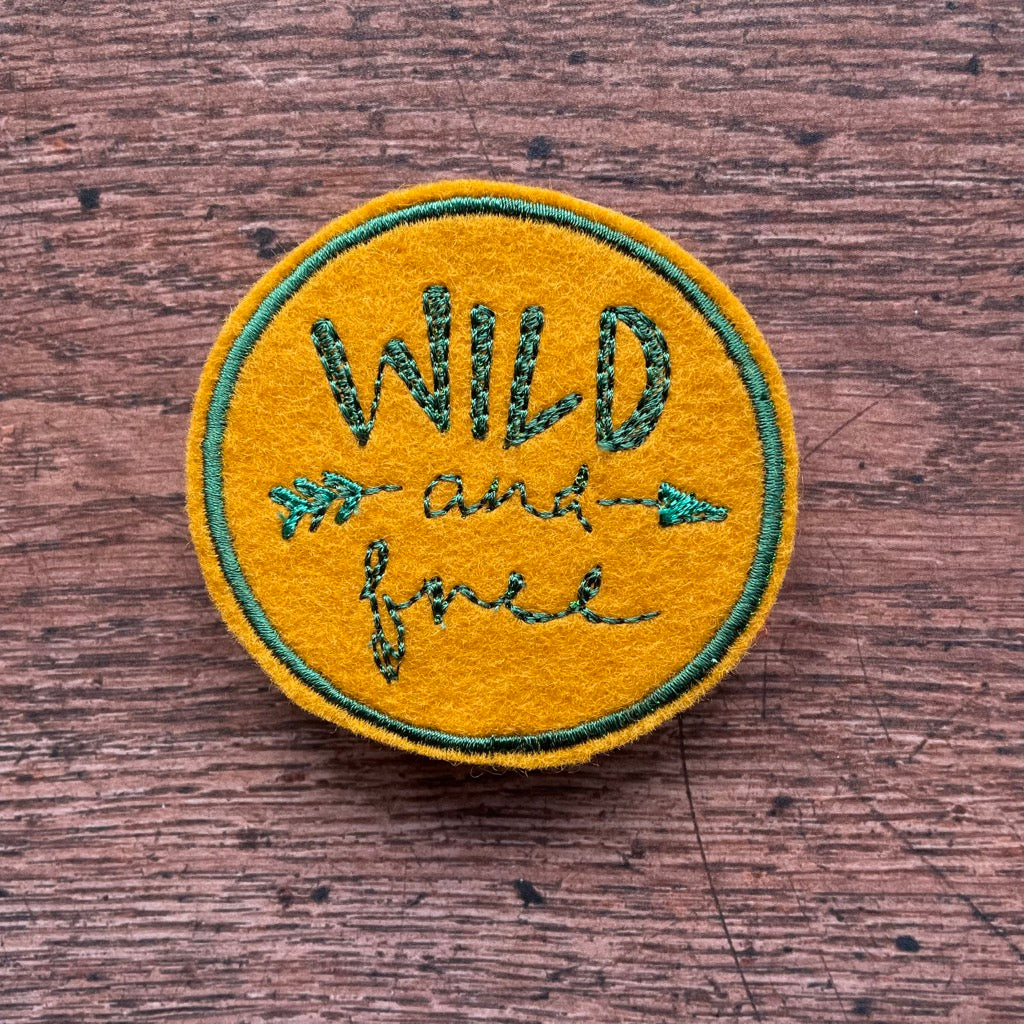 Wild and Free Adventure Patch in mustard and green