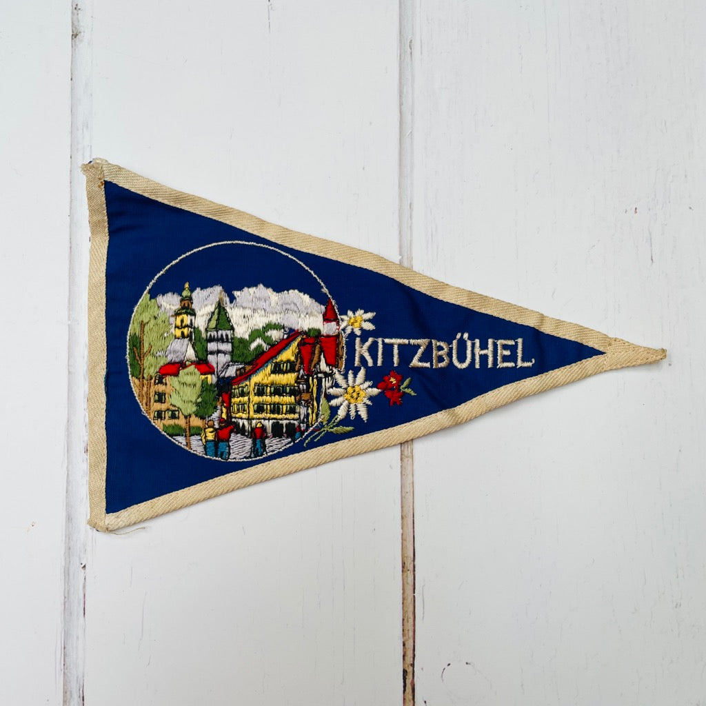 A lovely vintage Austrian travel pennant from Kitzbuhel.
