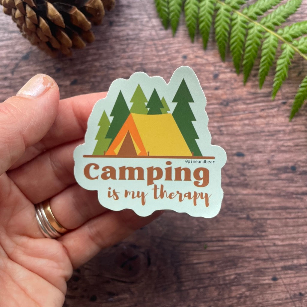 Camping Is My Therapy Vinyl Sticker