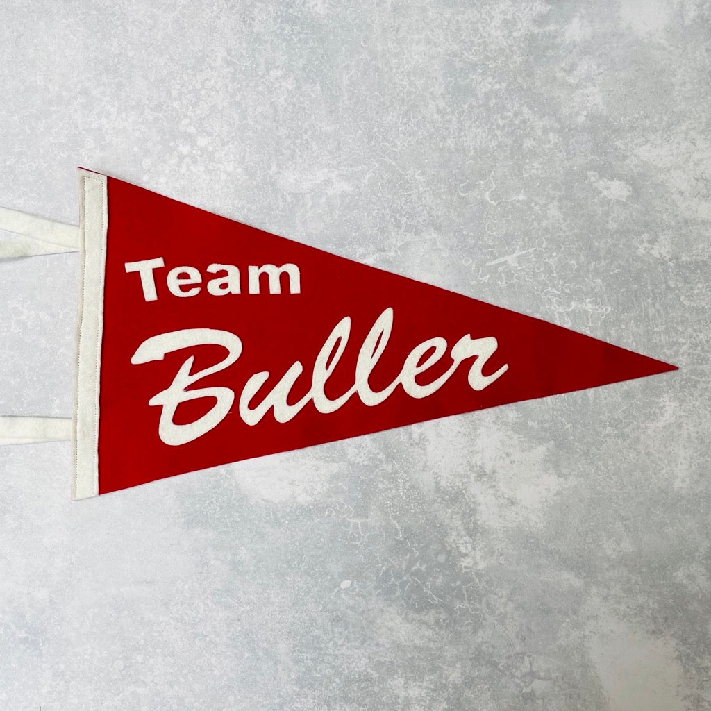Personalised Pennant Flag in red and white.