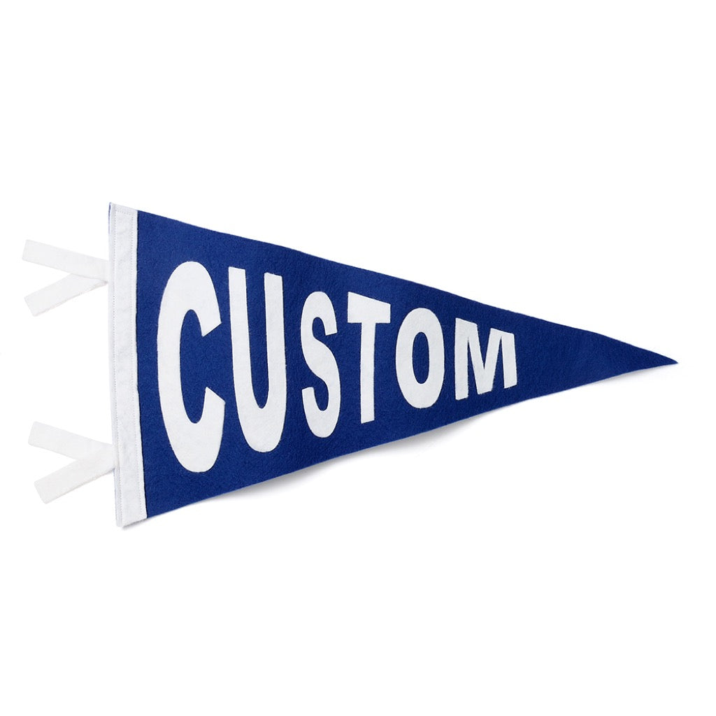 medium custom pennant flag in blue and white