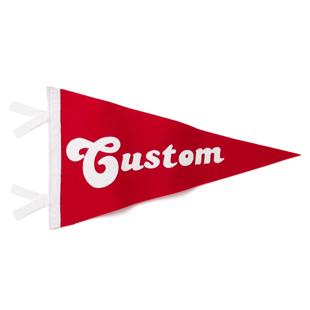 Small custom pennant flag in red and white