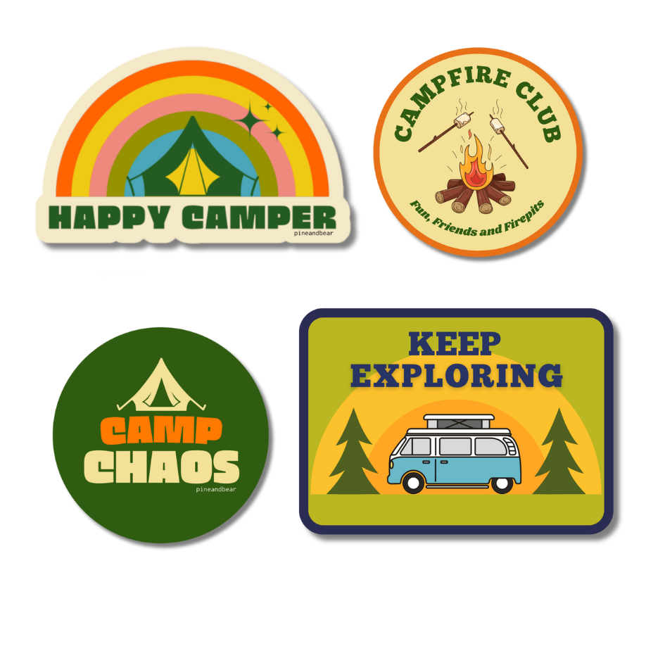 camping sticker set