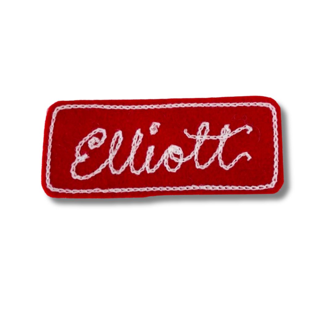 vintage chain stitch patch in red and white
