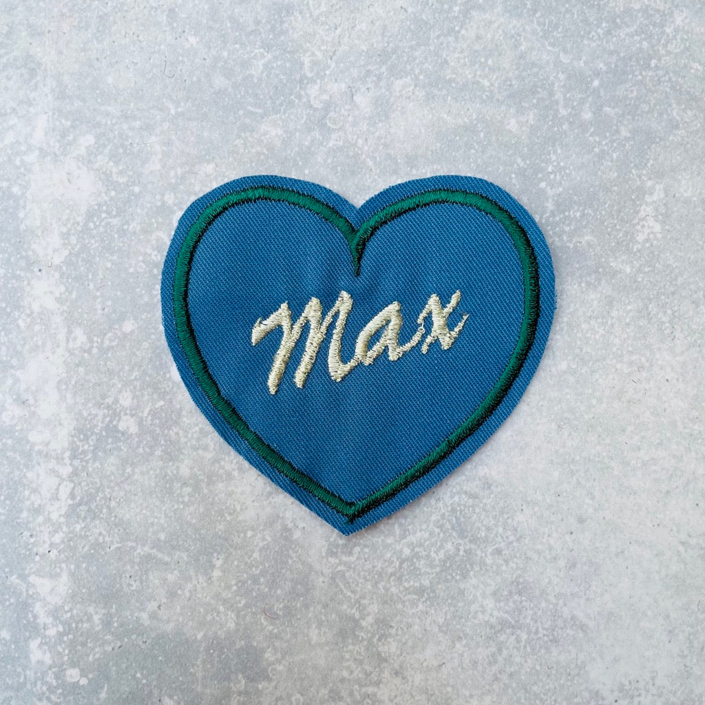Custom heart patch in blue and green