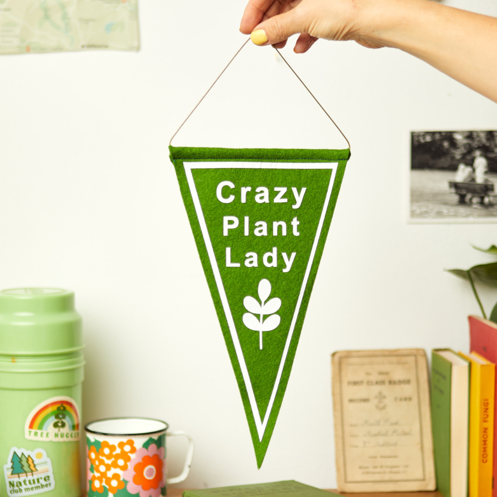 crazy plant lady mini pennant flag