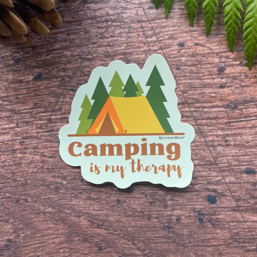 Camping Is My Therapy Vinyl Sticker