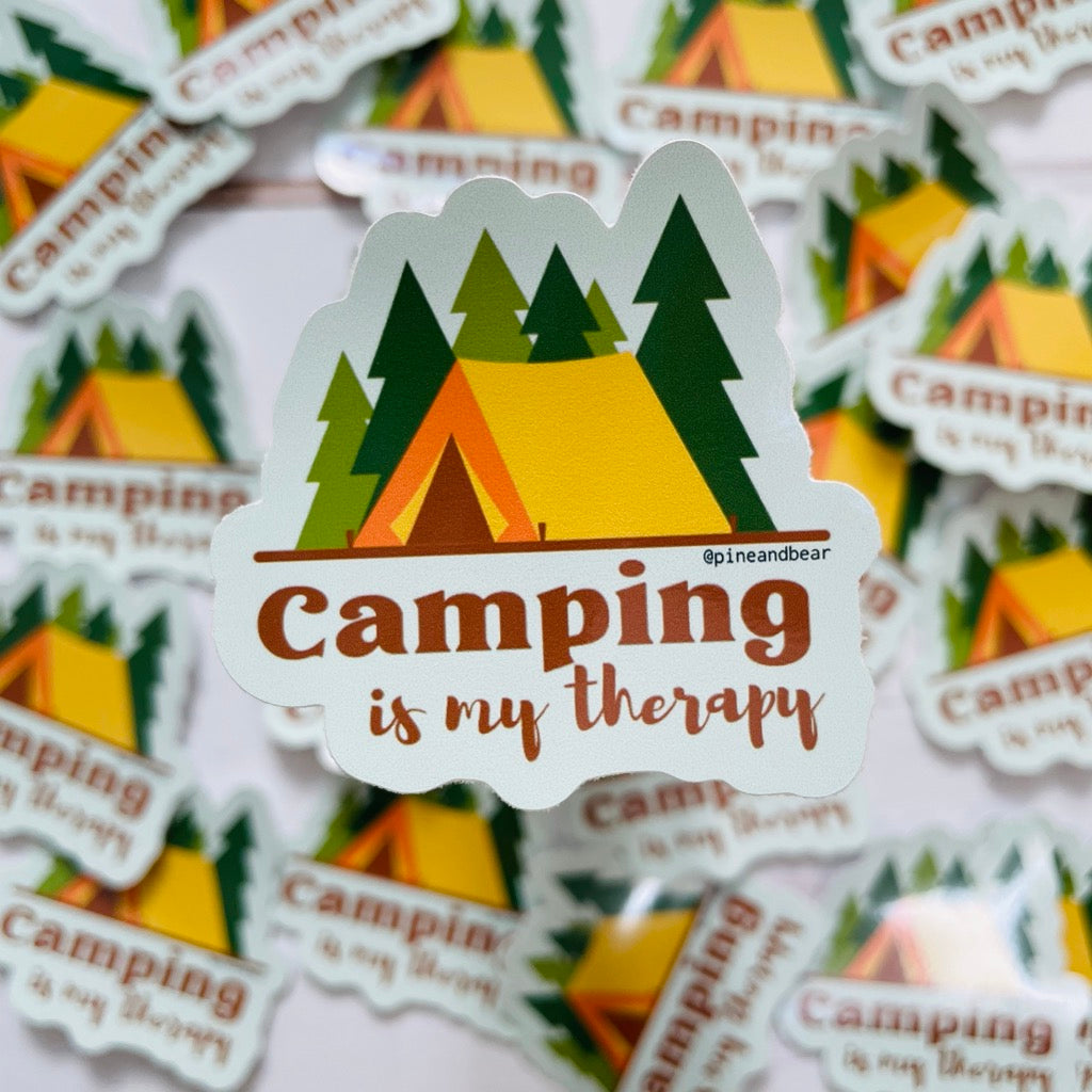 Camping Is My Therapy Vinyl Sticker