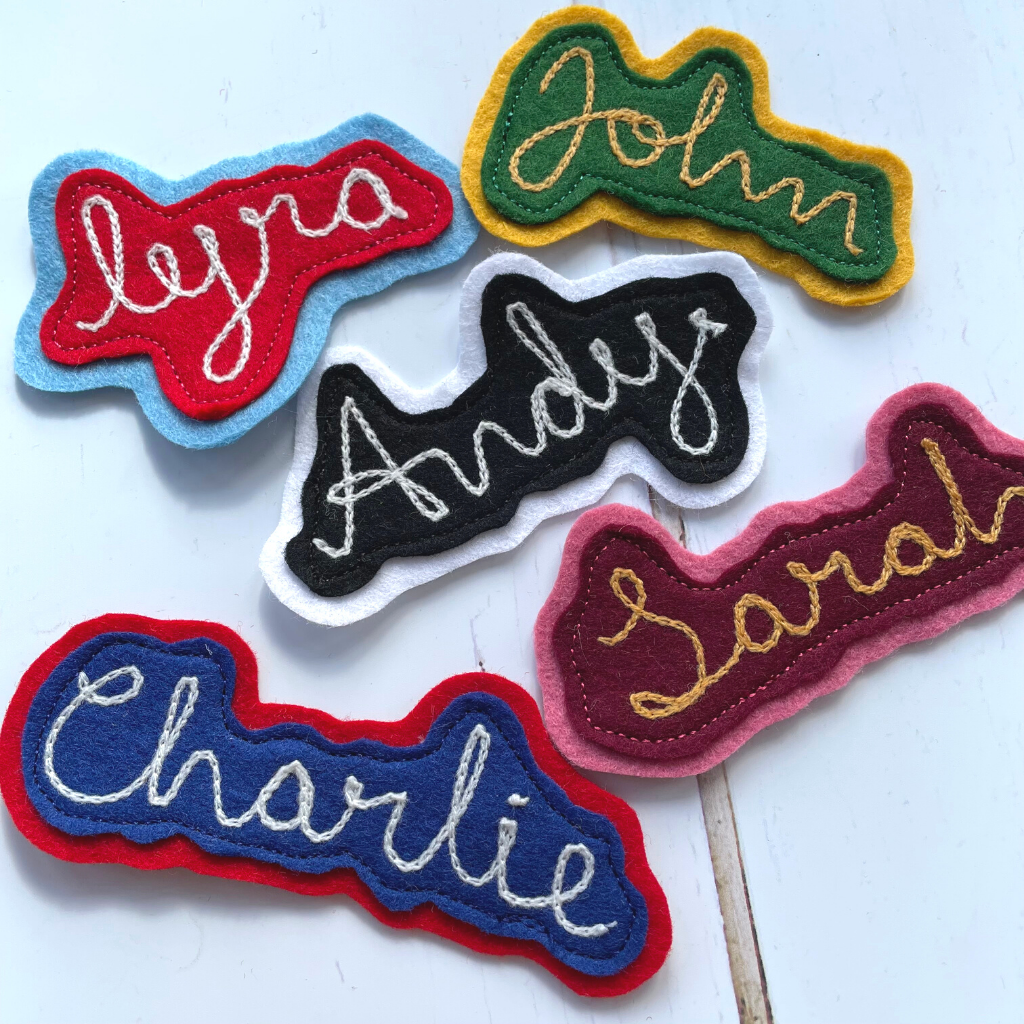 Custom Chain Stitched Embroidered Name Patch - Felt