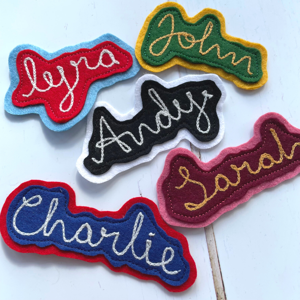 Custom Chain Stitched Embroidered Name Patch Felt