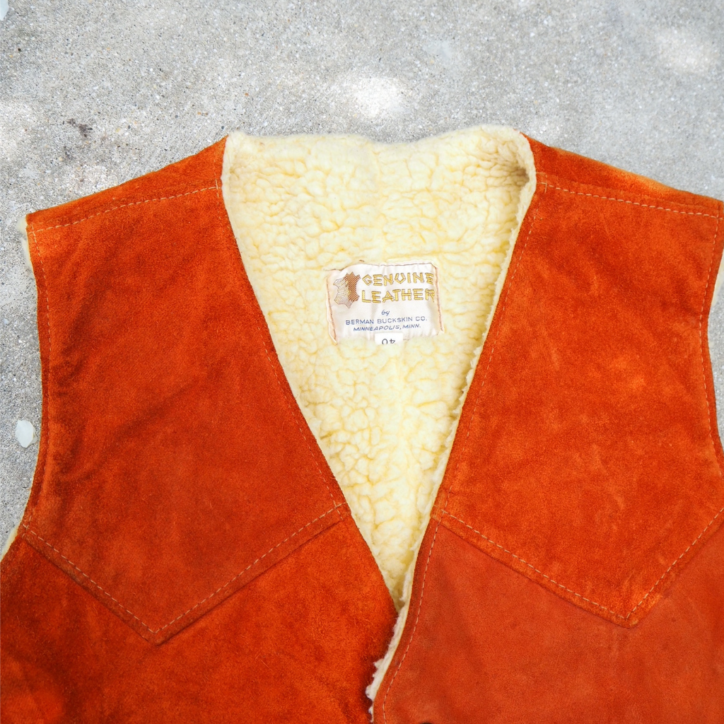 Vintage Berman Buckskin Leather and Sheepskin Waistcoat