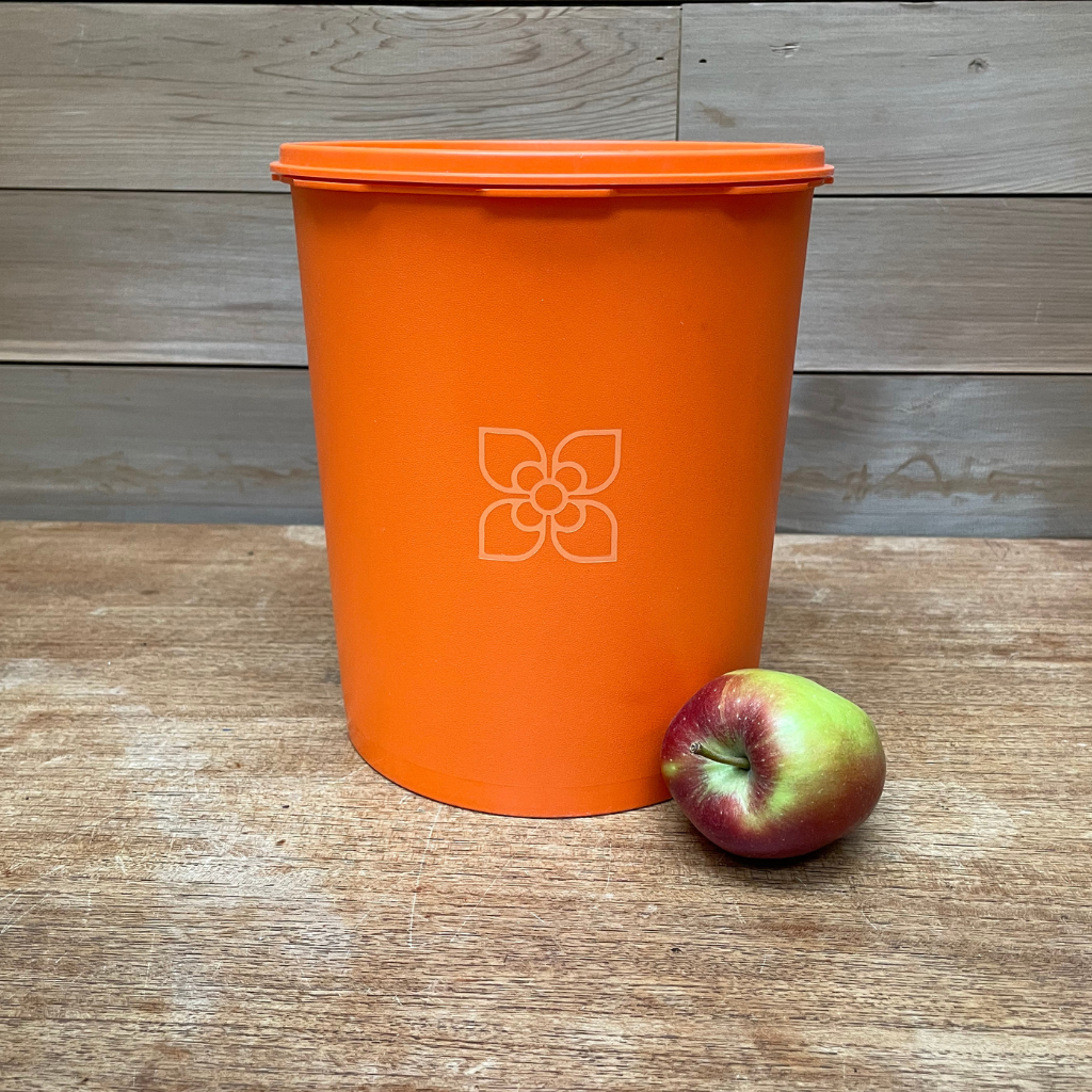 Vintage Tupperware Orange Round Container Starburst 805-5 With Lid