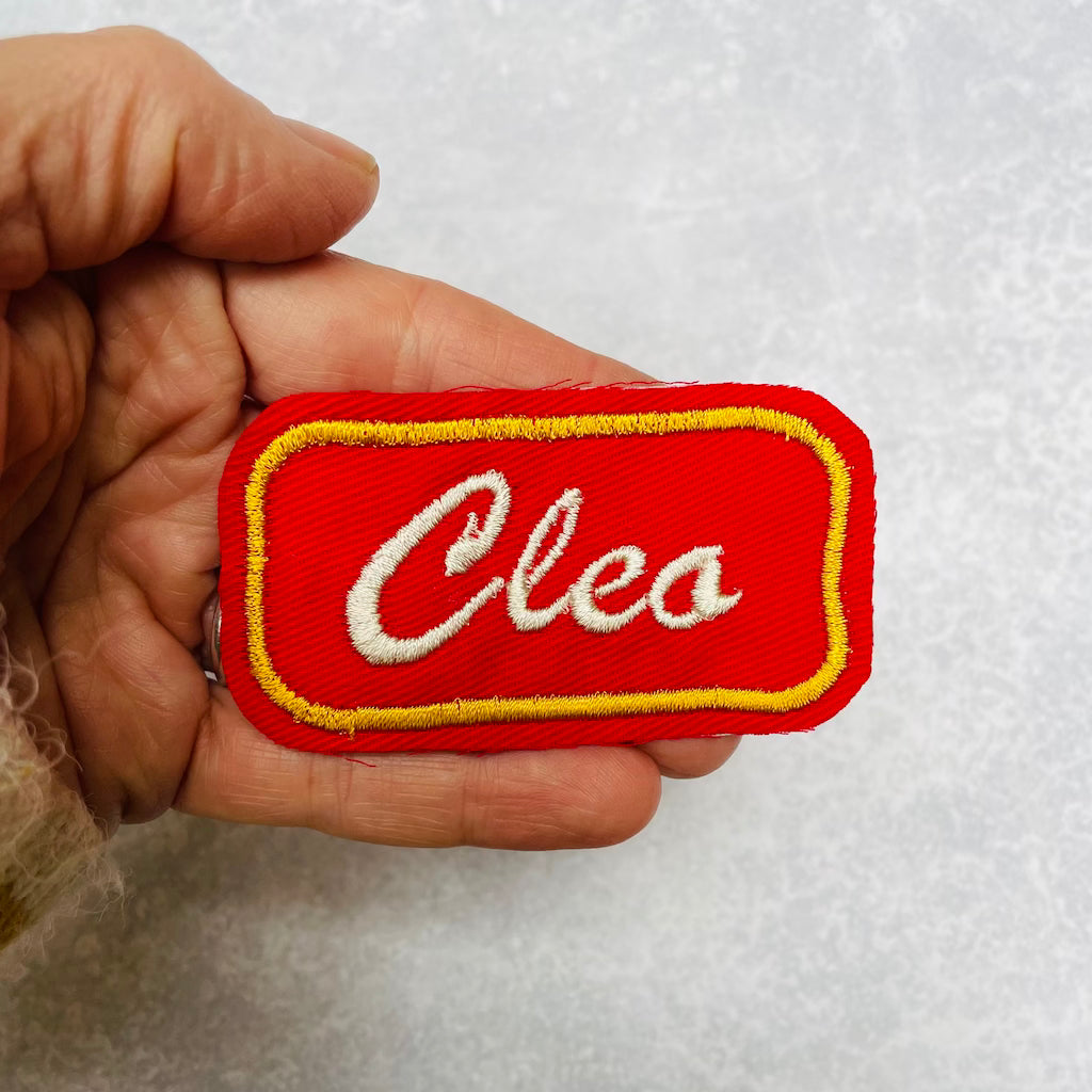 Retro embroidered name patches