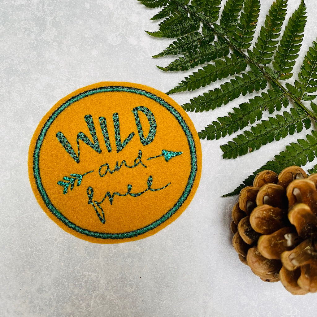 'Wild and Free' embroidered adventure patch