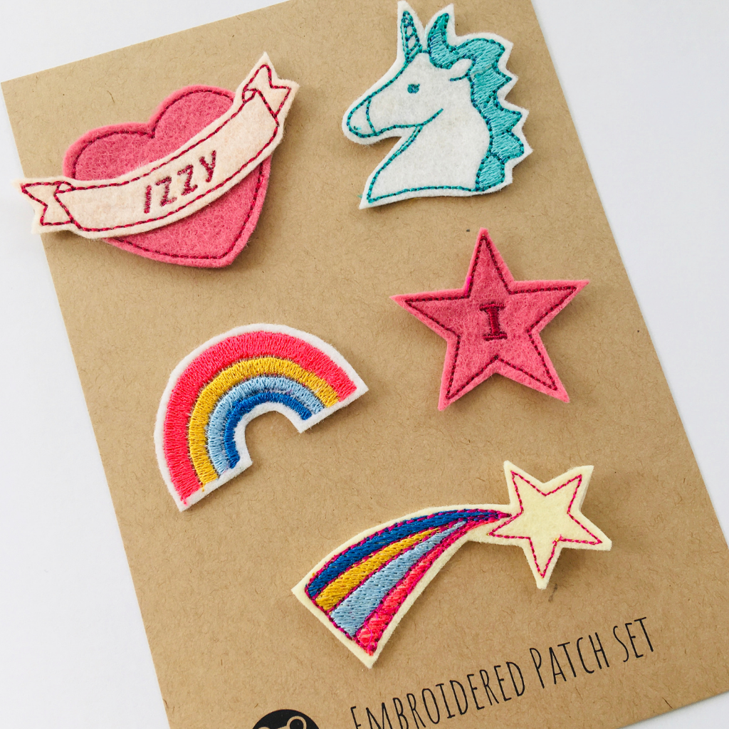 Personalised Unicorn and Rainbow Patch Set