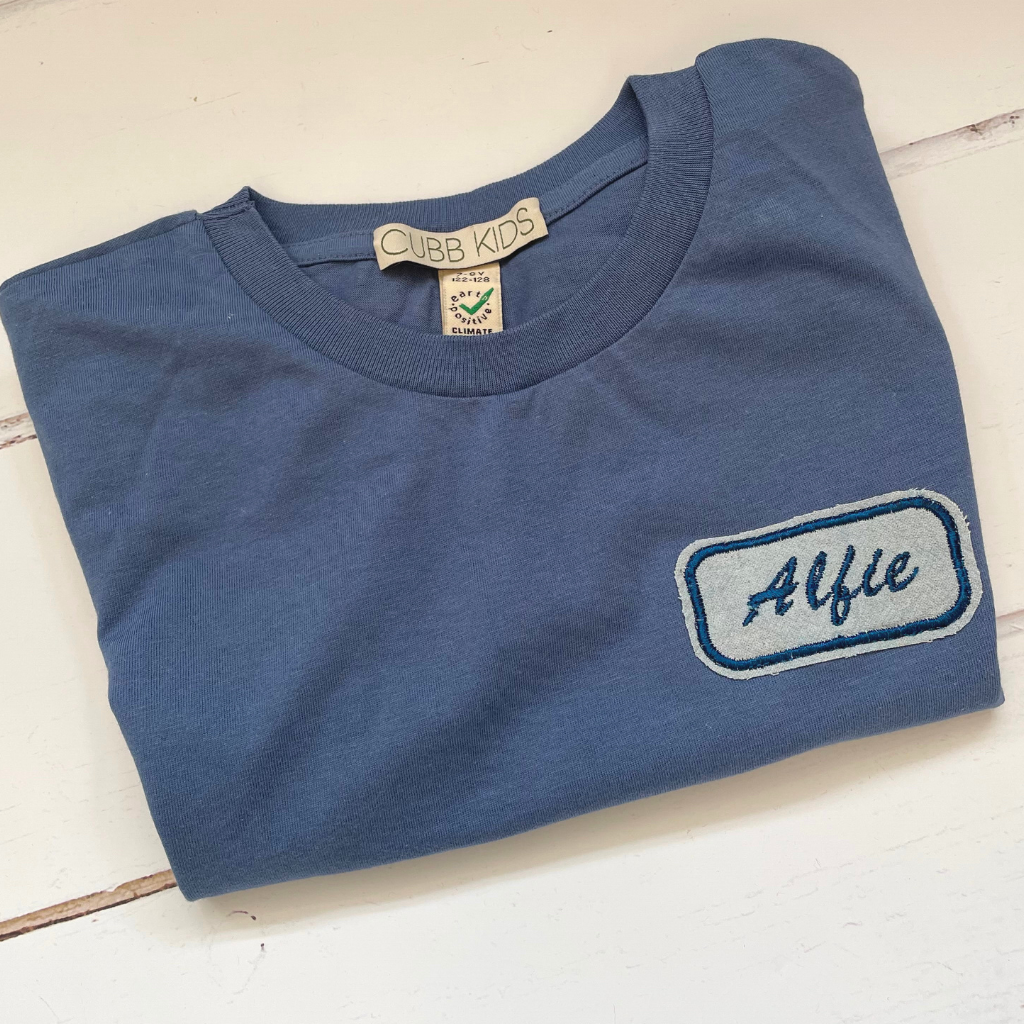 Personalised Embroidered Kids T-Shirt in Blue